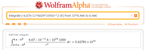 Work by gravity OUTPUT WolframAlpha